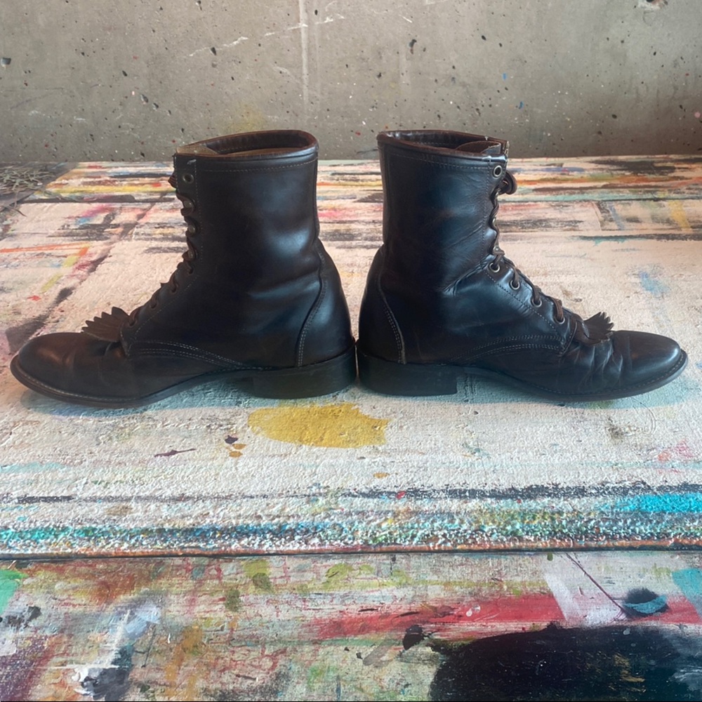 Chelsie Brown Ankle Boots with Lace-Up Design